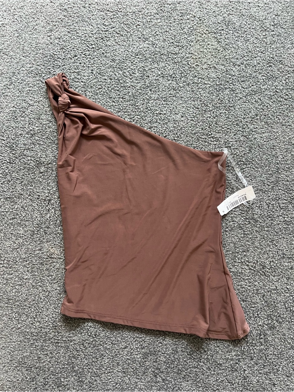 One-Shoulder Knot Crop Top - Brown